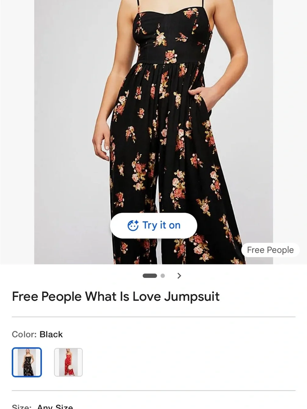 Free People Jumpsuit Black Floral 6